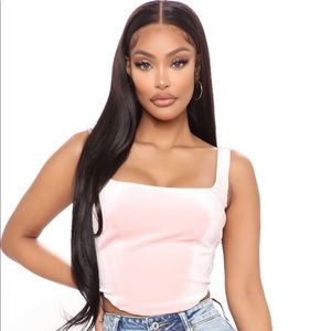 Velvet Corset Top, Pink. Size Large